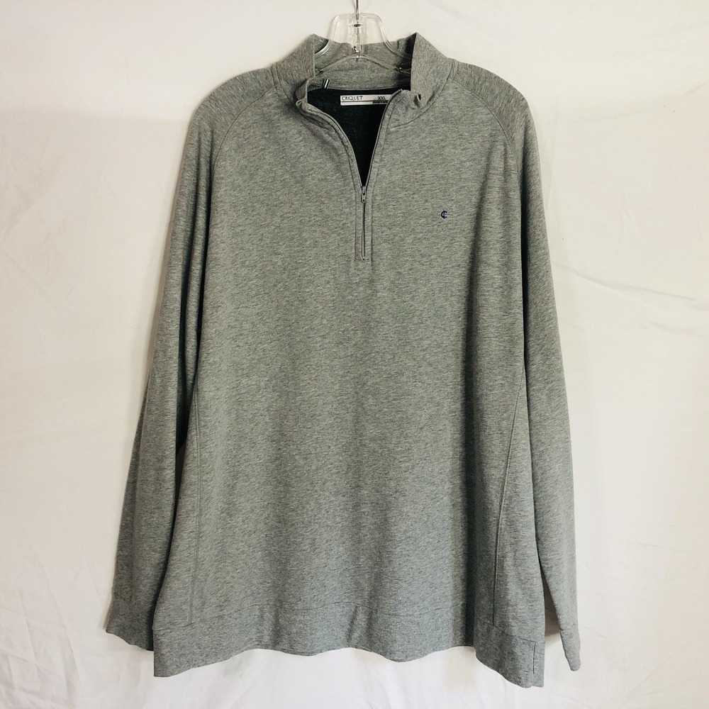 Criquet Pullover Mens 2XL Gray Quarter Zip Mock Neck Long Sleeve Golf Layer